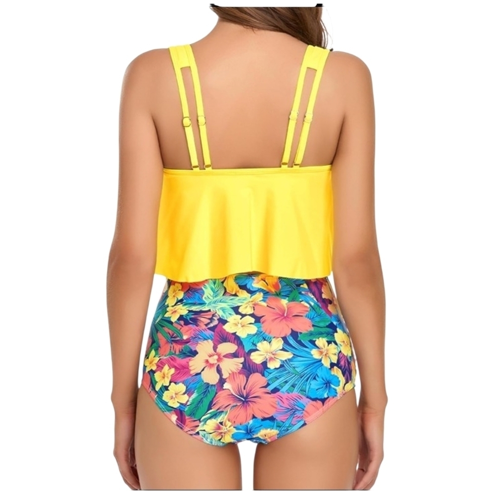 EDELQUAL - Medium Tropical Two Piece Tummy Control Swim Suit - Picture 3 of 6
